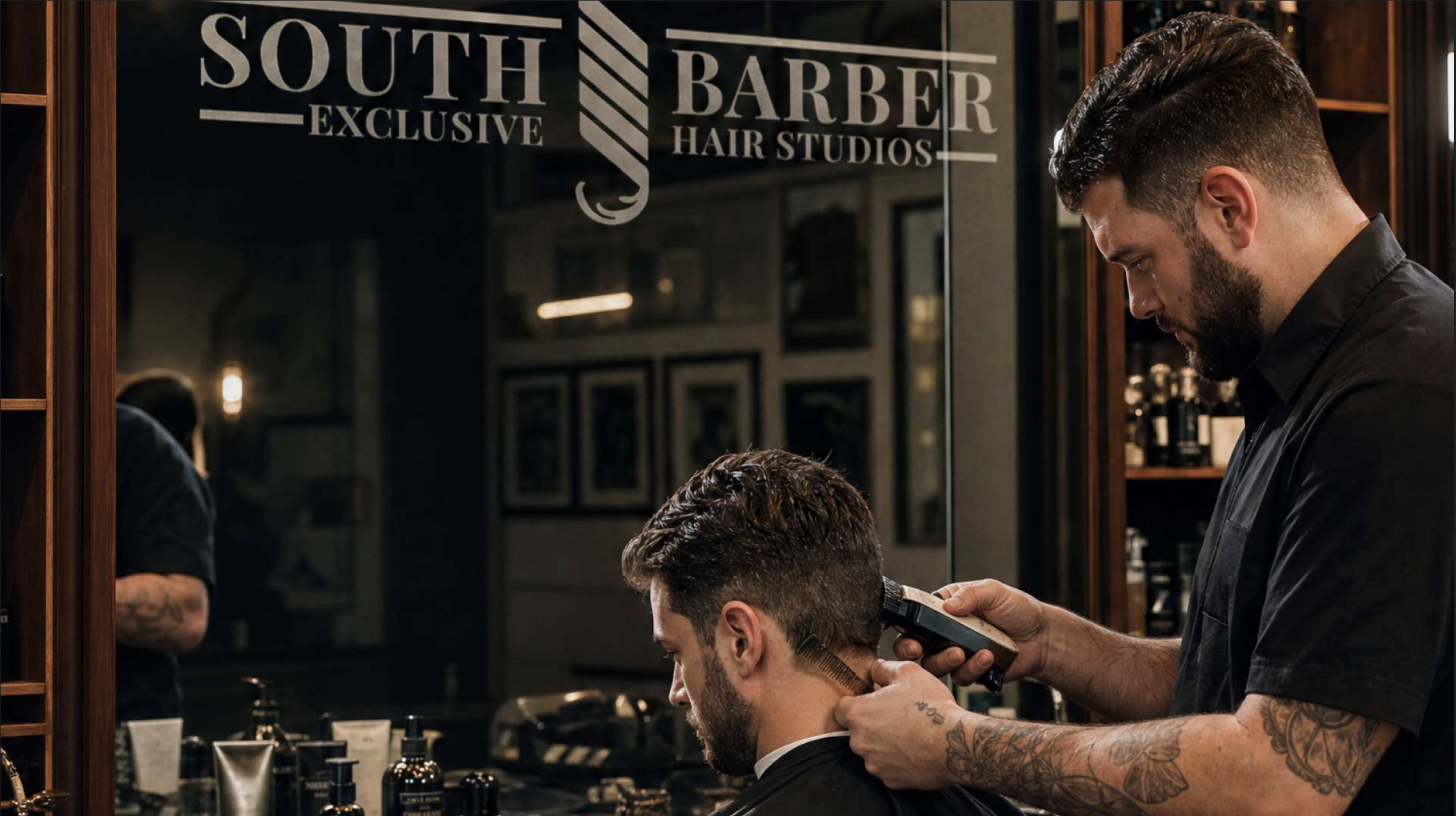 Barbier réalisant une coupe homme chez South Barber, barbershop premium à Belval, Esch-sur-Alzette